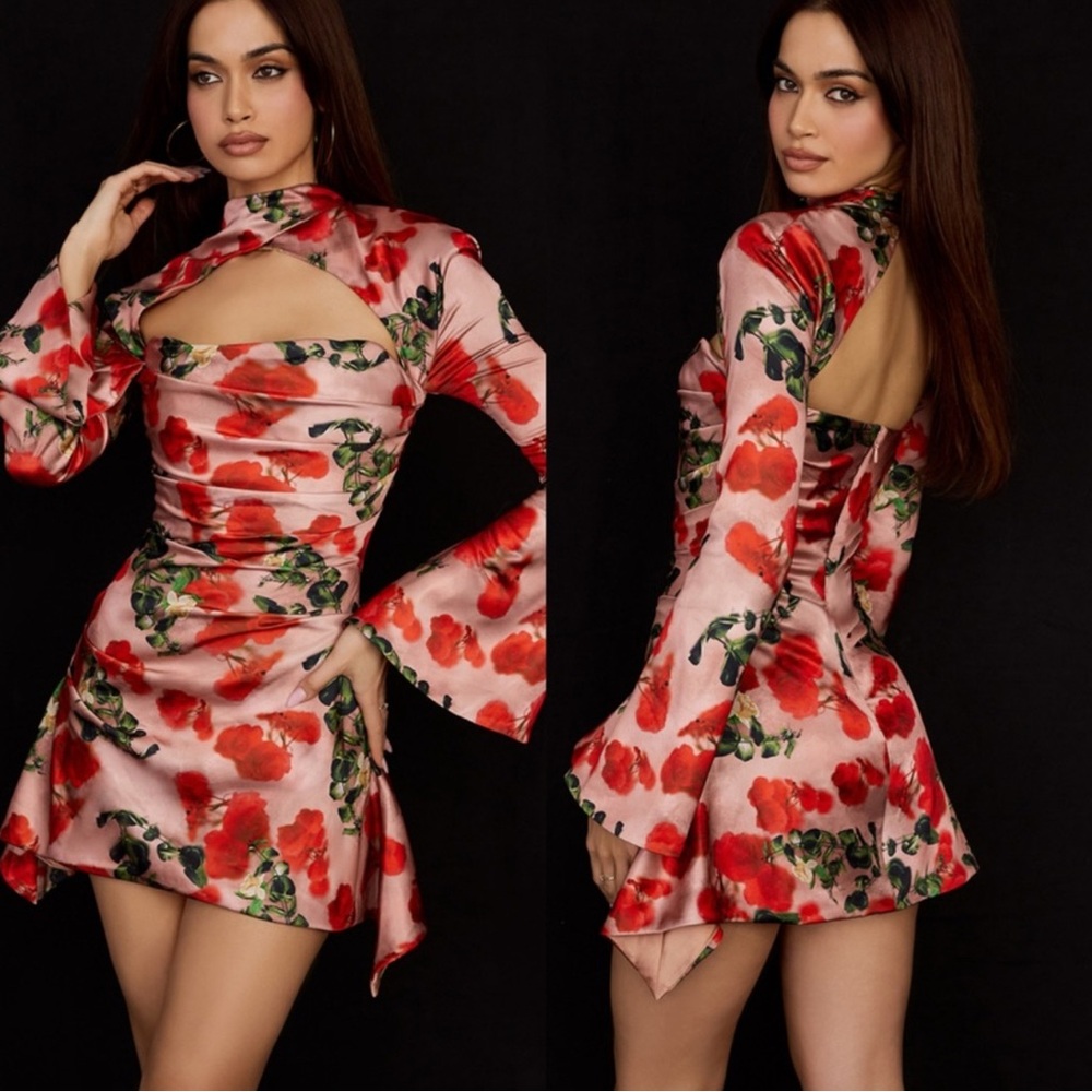 House of CB TOIRA Rose Frint floral Dress SMALL (BRAND NEW!)